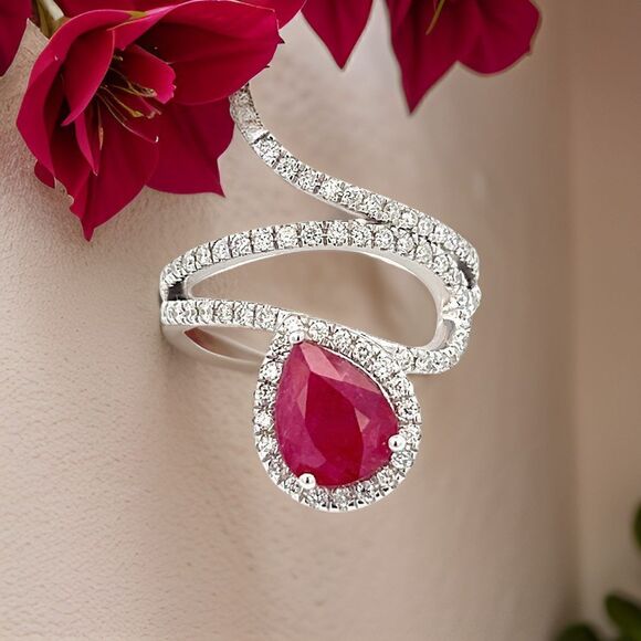 Natural Ruby Diamond Ring 6.75 14k W Gold 2.32 TCW Certified $5,950 310542 - Picture 10 of 16